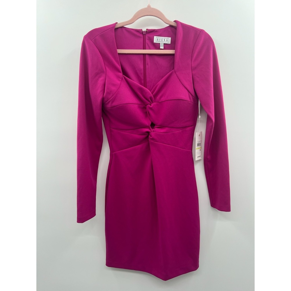 NWT Siena Crepe Scuba Mini Dress Women's 4 Purple Sweetheart‎ Neck Party Fashion